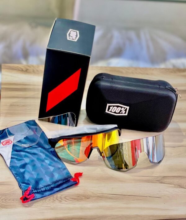 100% Aerocraft Performance Sunglass – Sport & Cycling Eyewear (Shades Red) With 2 Extra Lenses & 1‑Year Warranty