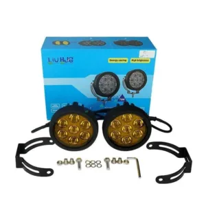 HJG New 7 LED 140W Foglight Foglamp with Yellow Cover 140W 7 LED HJG 140W 7 LED Car Accessories Led Headlights Lights Led Fog Lights For Motorcycle Lights, Set of 2 with Wiring...